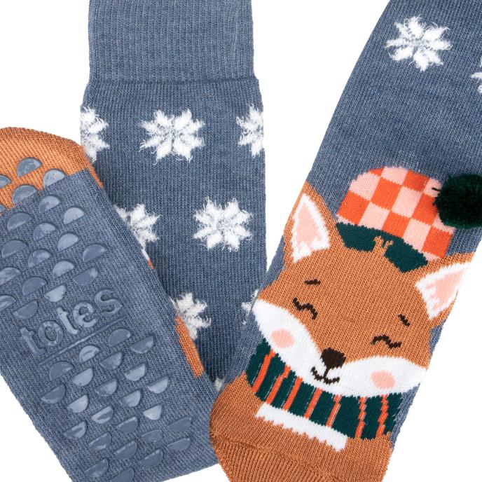 totes toasties® Ladies Single Original Slipper Socks Fox Extra Image 4